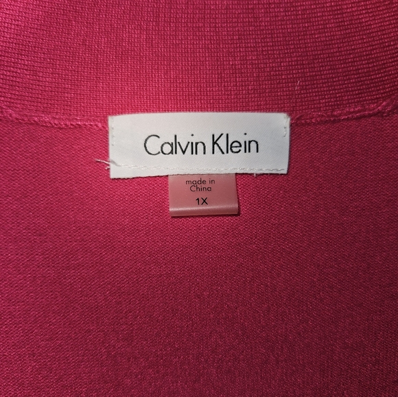Calvin Klein Sz 1x Pink Cropped Open Front Cardigan - Picture 2 of 2